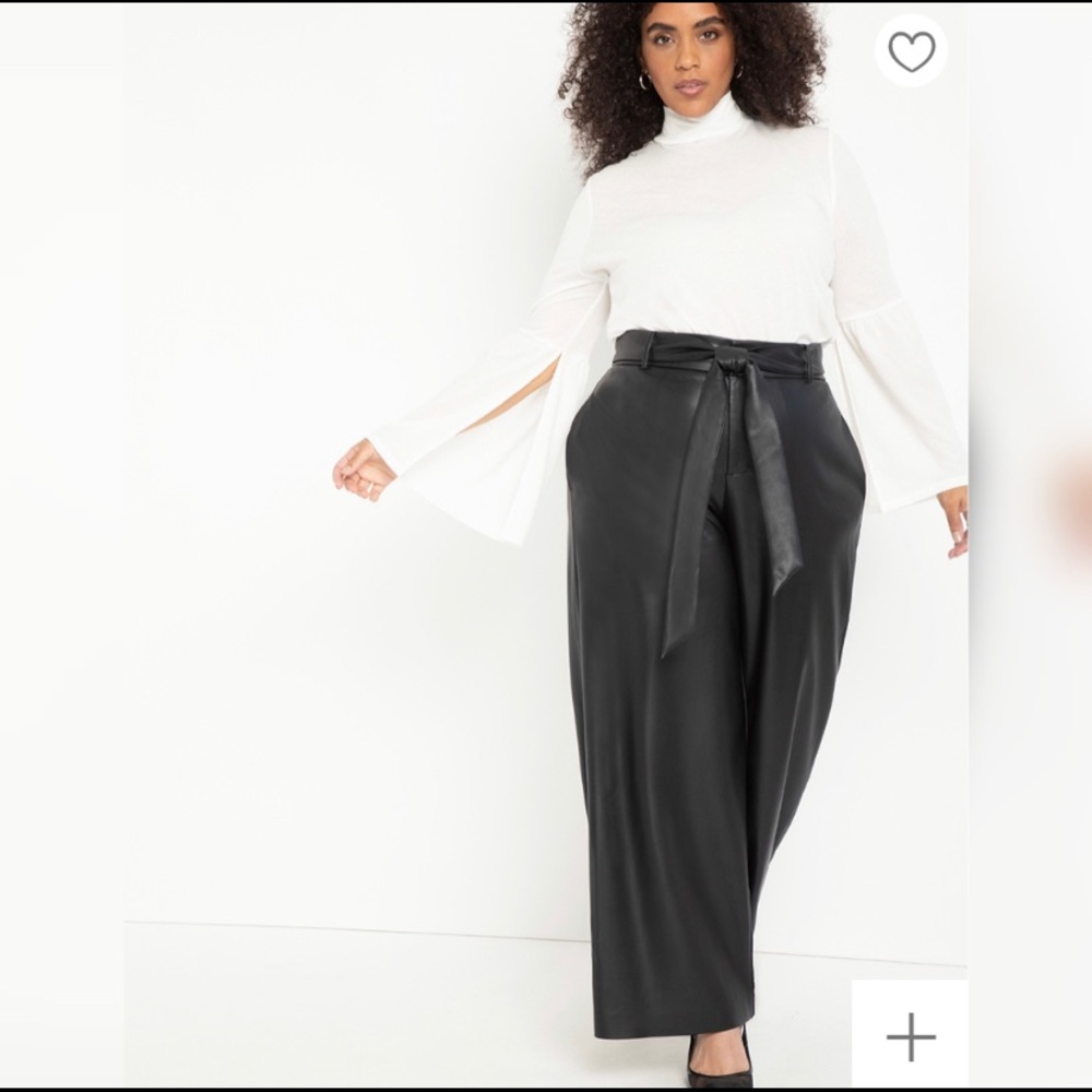 Faux Leather Pants with Tie Belt